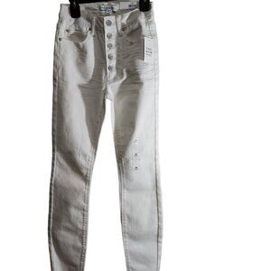 Women’s And Now This White, 24 Skinny 5 Silver button down, Ragged cuffs…